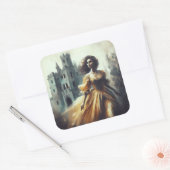 Gotische Romance Boek Hoesje Spooky Castle Horror Vierkante Sticker (Envelop)