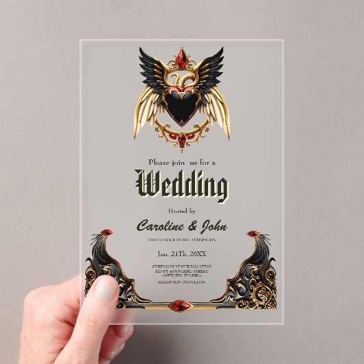 Gotische Romance in de schaduw van de liefde Acryl Uitnodigingen (Insitu (Draagbaar))