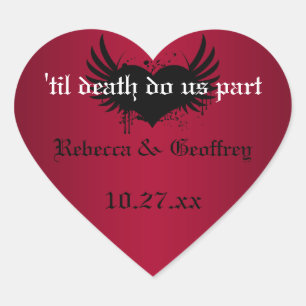 Gotische Rood en Zwart Gevleugeld Hart Bruiloft St Sticker