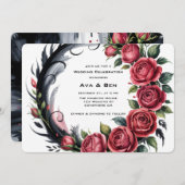 Gotische Roos Lijst bruiloft Kaart (Voorkant / Achterkant)