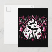 Gotische Roze en Zwarte Kerstvleermuizen Briefkaart (Voorkant / Achterkant)