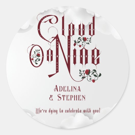 Gotische Rozen Cloud Nine Halloween Bruiloft Ronde Sticker (Voorkant)