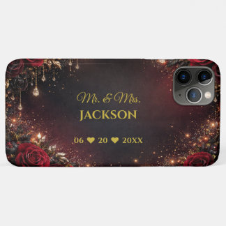 Gotische Rozen Naam Koppel & Trouwdatum iPhone 11 Pro Max Hoesje