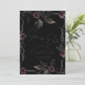 Gotische Rozen sparen de Datum Save The Date (Staand voorkant)