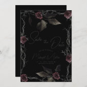 Gotische Rozen sparen de Datum Save The Date (Voorkant / Achterkant)
