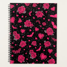 Gotische Rozen & Vleermuizen Patroon | Heet Roze D