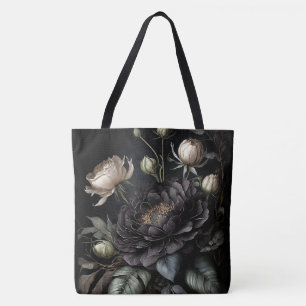 Gotische rozenboeket Zwarte bloem Draagtas