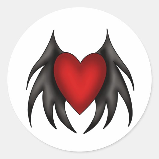Gotische schattige rode vleugelhart stickers (Voorkant)