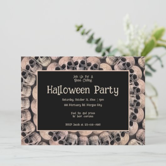 Gotische schedel  Abstract Halloween Party Kaart (Staand voorkant)