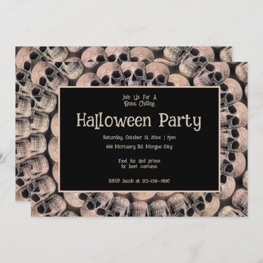 Gotische schedel  Abstract Halloween Party Kaart (Voorkant / Achterkant)