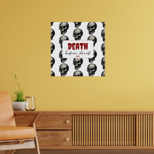 Gotische schedel ‘Dood voor decaf’ Spooky Funny Poster