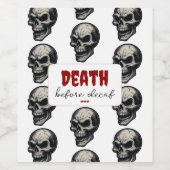 Gotische schedel ‘Dood voor decaf’ | Spooky Funny  Wijn Etiket (Enkel label)