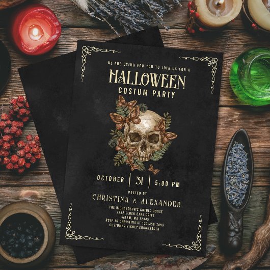  Gotische schedel Elegant Volwassen Halloween Part Kaart