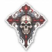 Gotische schedel en kruis sticker (Voorkant)