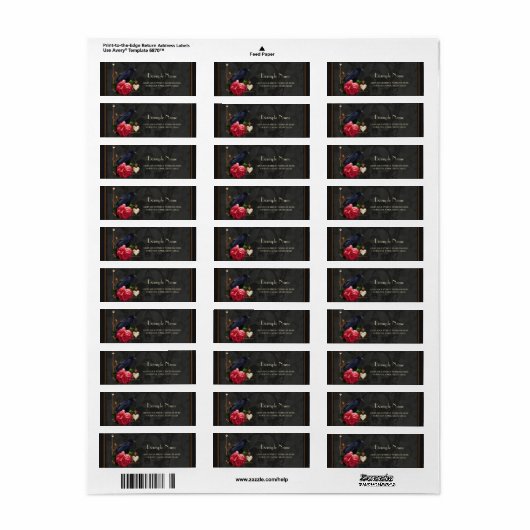 Gotische schedel en raaf. etiket (Full Sheet)