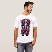 Gotische schedel en rode bloemen Mannen Basic T-Sh T-shirt (Voorkant volledig)