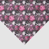 Gotische schedel en roze rozen Halloween Tissuepapier (Detail)