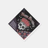 Gotische schedel en Rozen Verjaardag Kaart Servet (Hoek)