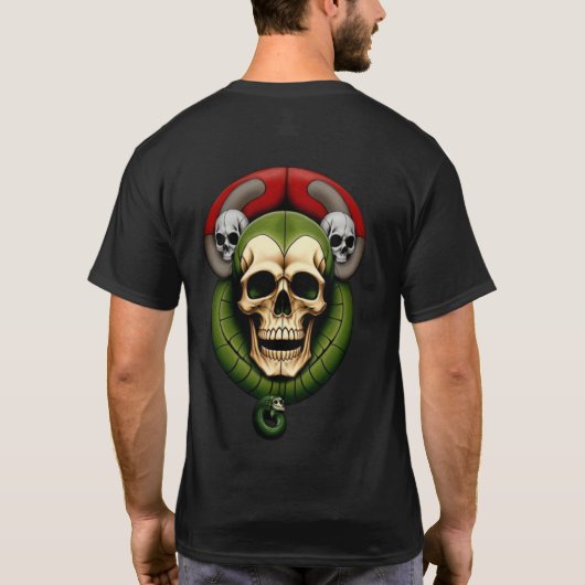 Gotische schedel en slang Basic Donker T-shirt (Achterkant)