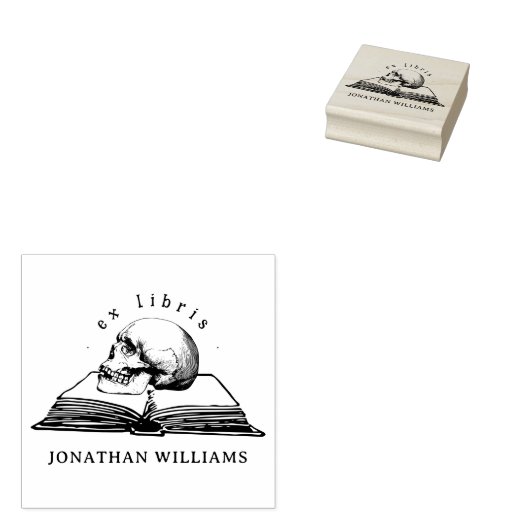 gotische schedel ex libris aangepaste boek rubberstempel (Gestempeld)