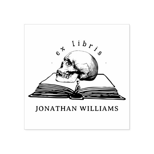 gotische schedel ex libris aangepaste boek rubberstempel (Afrduk)