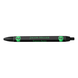 Gotische schedel gezicht neon groen zwart tattoo s zwarte inkt pen