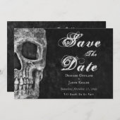 Gotische schedel Hallobruiloft Save the Date (Voorkant / Achterkant)