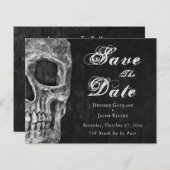 Gotische schedel Hallobruiloft Save The Date Budge (Voorkant / Achterkant)