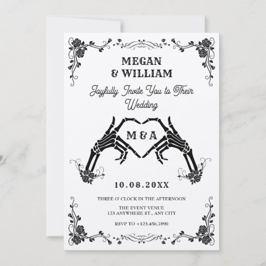  Gotische schedel hart bruiloft Kaart (Voorkant)