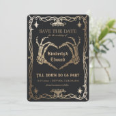 Gotische Schedel Heilige Retro Sla de datum op Save The Date (Staand voorkant)