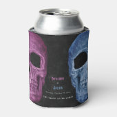 Gotische schedel hoofd roze blauw hallobruiloft blikjeskoeler (Blikje Voorkant)