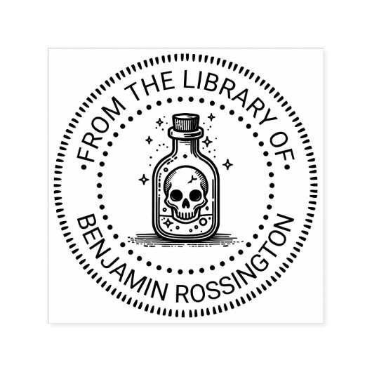 Gotische schedel in fles NT Library Boeknaam Zelfinktende Stempel (Design)
