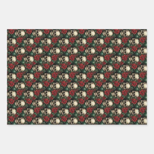 Gotische schedel Kerstmis Wrapping Paper skelet (Voorkant)