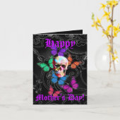 gotische schedel moederdag kaart (Gele Bloem)