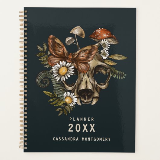 Gotische  schedel Mushroom Moth Aangepaste naam Planner (Voorkant)
