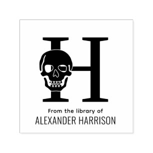 Gotische schedel over enkele gedurfde Initiaal naa Zelfinktende Stempel