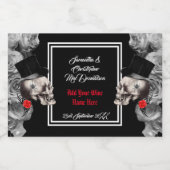 Gotische schedel rock of biker black bruiloft sparkling wijnetiket (Enkel label)