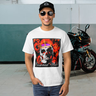 Gotische schedel rode rozen t-shirt