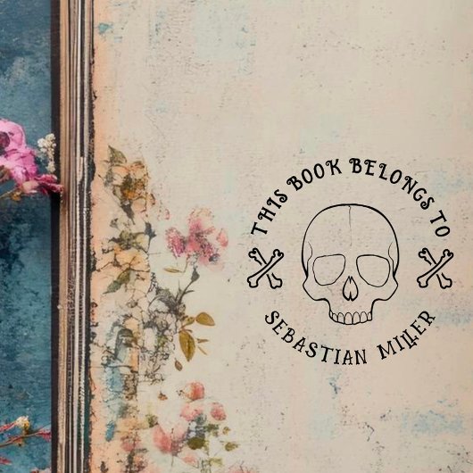 Gotische Schedel Ronde Aangepaste Boek Van De Bibl Rubberstempel