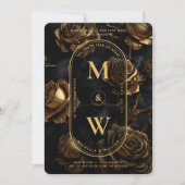 Gotische schedel Roos Boho Elegant Monogram Zwart  Kaart (Voorkant)