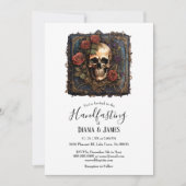 Gotische schedel & Rozen Elegant Handvasten Kaart (Voorkant)