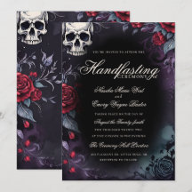 Gotische Schedel & Rozen Paarse Zwarte Handfasting
