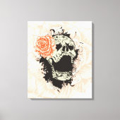 Gotische schedel & sinaasappel roos verpakt canvas (Voorkant)