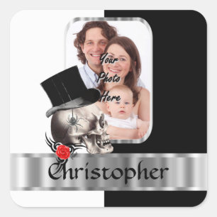 Gotische schedel tattoo vierkante sticker