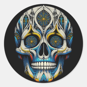 Gotische schedel van de kathedraal ronde sticker