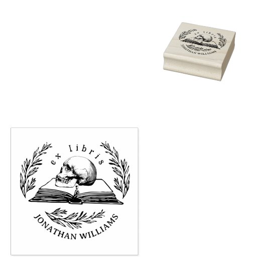 gotische schedel verlaat bibliotheek Ex Libris Rubberstempel (Gestempeld)