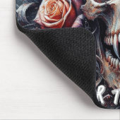 Gotische schedel versierd met Rozen Muismat (Hoek)