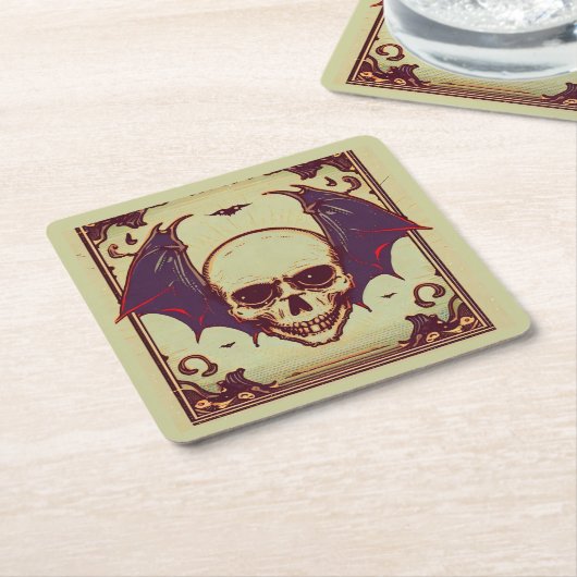 'GOTISCHE SCHEDEL' VIERKANTE KARTONNEN ONDERZETTER (Schuin)