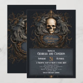 Gotische schedel vleugels Halloween Kaart (Voorkant / Achterkant)