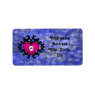 Gotische schedelhart etiket